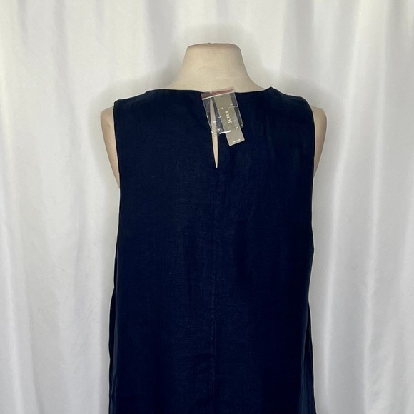 NWT!! J. CREW Maxine Ruffle Trim Dress Linen Navy Blue Drop Waist Lace Large - Picture 10 of 15